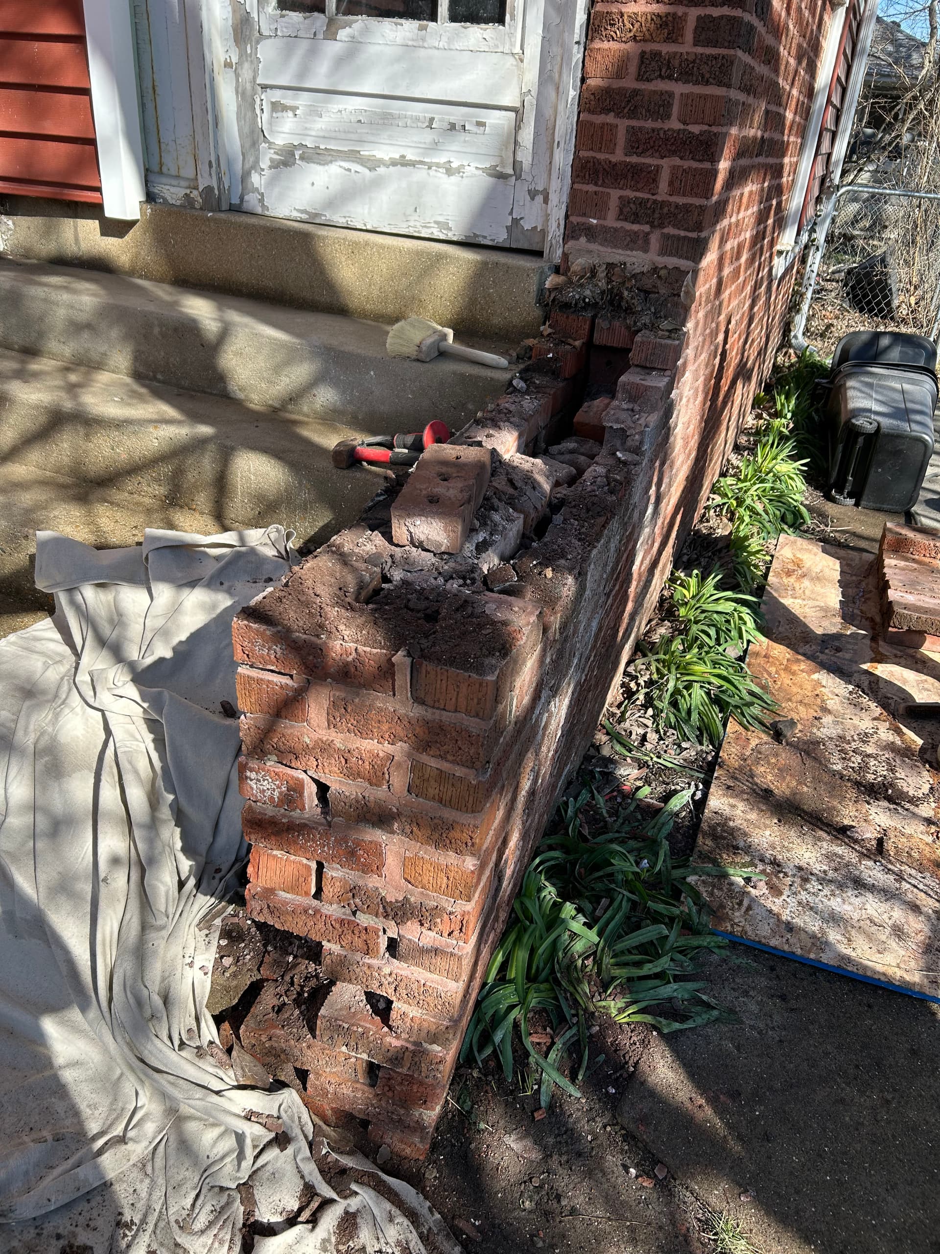 Gallery photos for Crumbling Brick Wing Wall Rebuilt from the Footing Up: Image #2