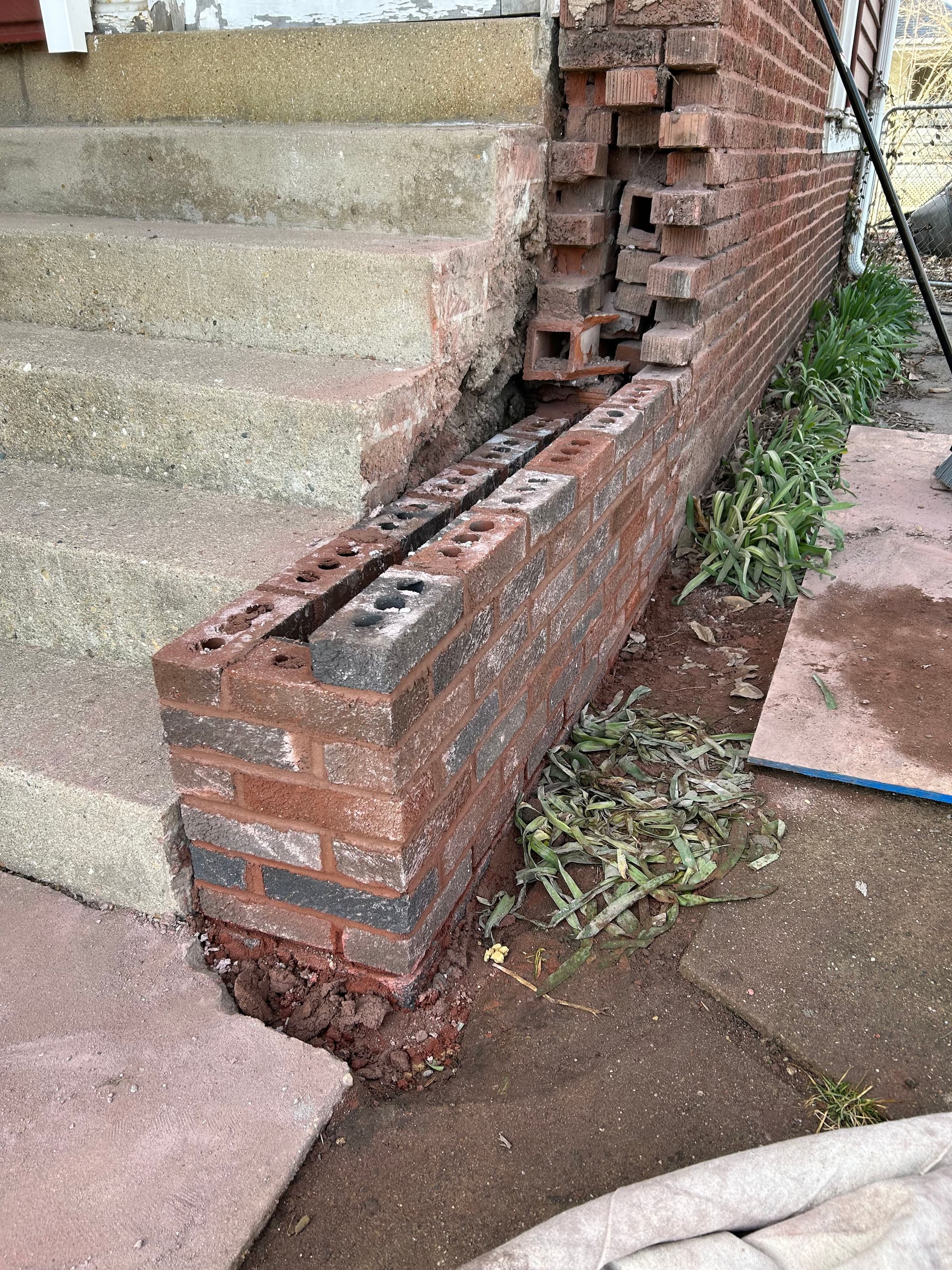 Gallery photos for Crumbling Brick Wing Wall Rebuilt from the Footing Up: Image #5
